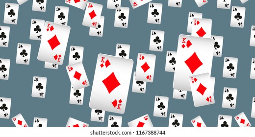 Seamless Pattern with Casino Playing Cards. Fashion design for fabric, wallpaper, textile and decor.