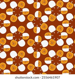 Seamless pattern with Casper pumpkin or Lumina Pumpkin. Winter squash. Vegetables. Flat style. Isolated vector illustration.