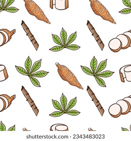 seamless pattern cassava cartoon illustrastion