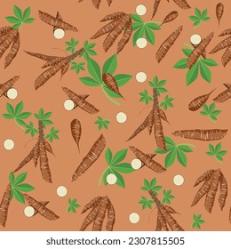 A seamless pattern of cassava, food background, vector illustration.