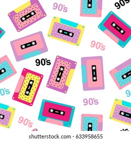 Seamless pattern with cassette tape.