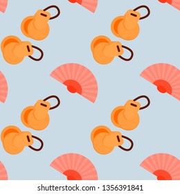Seamless pattern with castanets. Traditional symbols of Spain. Spain seamless pattern. Modern cartoon vector texture with famous symbols of Spain for print.