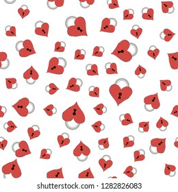 Seamless pattern with castle hearts on white background.Valentines day card