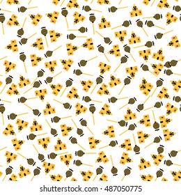 Seamless Pattern with Castle and Lollipop. Vector Illustration.