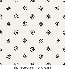 Seamless pattern. Casual polka dot texture. Stylish doodle with flowers