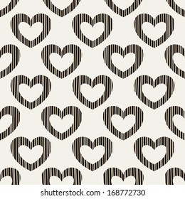 Seamless pattern. Casual polka dot texture. Stylish print with hand drawn hearts