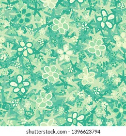 Seamless pattern. Casually drawn flowers. 
 