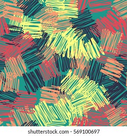 Seamless pattern. Casually shaded squares. Random order. Chaotic pattern. Children flourish. Fashion camouflage.