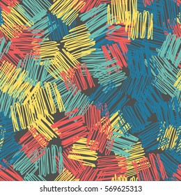 Seamless pattern. Casually shaded squares. Random order. Chaotic pattern. Children flourish. Fashion camouflage.