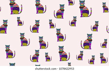 seamless pattern with a cat