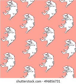 Seamless pattern, cat art background. Vector illustration