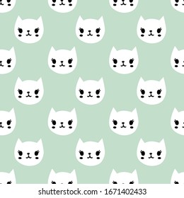 seamless pattern, cat art surface design for fabric scarf and decor
