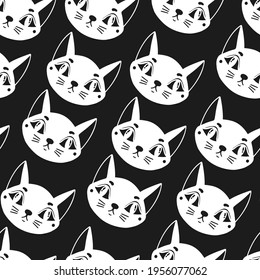 Seamless pattern cat background.Cute animal kitten. Vector illustration.