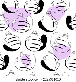 seamless pattern with cat, bedding pattern, wrapping paper vector illustration