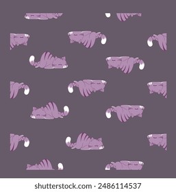 Seamless pattern with cat cartoon, paw prints
