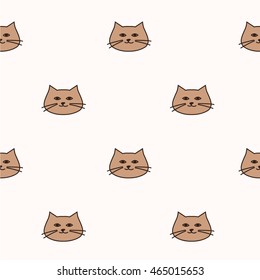 seamless pattern with cat in cartoon style in vector