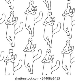 seamless pattern with cat character in vector. on business topic in doodle style. Template for wallpaper background wrapping postcard print