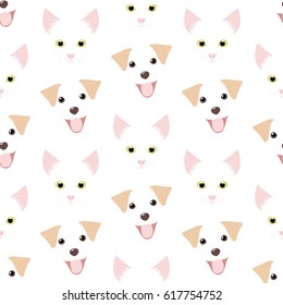 Seamless Pattern Cat and Dog Background