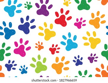 Seamless pattern with cat or dog footprints. Vector illustrations