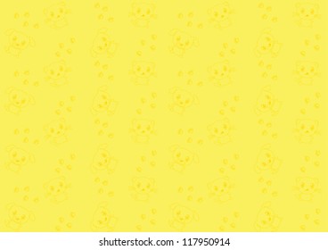 Seamless pattern with cat and dog on a yellow background