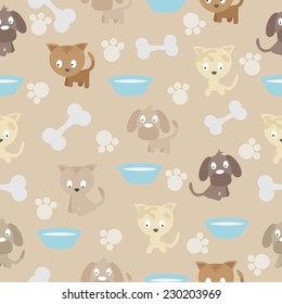 seamless pattern with cat and dogs. vector