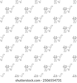 Seamless pattern with cat doodle for decorative print, wrapping paper, greeting cards, wallpaper and fabric