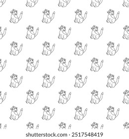 Seamless pattern with cat doodle for decorative print, wrapping paper, greeting cards, wallpaper and fabric