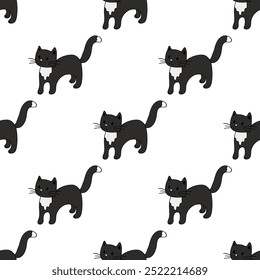 Seamless pattern with cat doodle for decorative print, wrapping paper, greeting cards, wallpaper and fabric