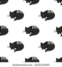 Seamless pattern with cat doodle for decorative print, wrapping paper, greeting cards, wallpaper and fabric