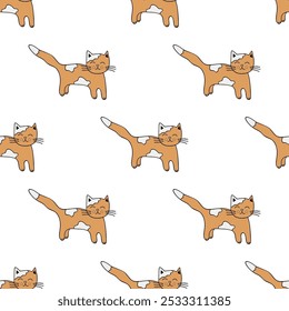 Seamless pattern with cat doodle for decorative print, wrapping paper, greeting cards, wallpaper and fabric