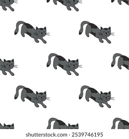 Seamless pattern with cat doodle for decorative print, wrapping paper, greeting cards, wallpaper and fabric
