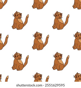 Seamless pattern with cat doodle for decorative print, wrapping paper, greeting cards, wallpaper and fabric