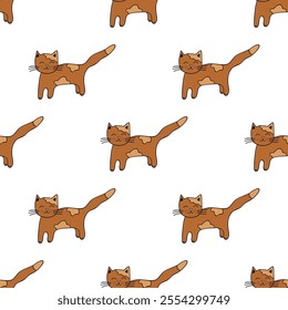 Seamless pattern with cat doodle for decorative print, wrapping paper, greeting cards, wallpaper and fabric