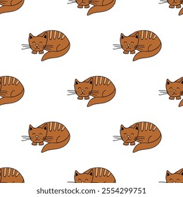 Seamless pattern with cat doodle for decorative print, wrapping paper, greeting cards, wallpaper and fabric