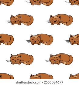 Seamless pattern with cat doodle for decorative print, wrapping paper, greeting cards, wallpaper and fabric