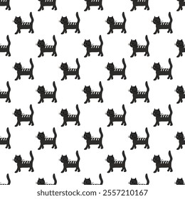 Seamless pattern with cat doodle for decorative print, wrapping paper, greeting cards, wallpaper and fabric