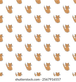 Seamless pattern with cat doodle for decorative print, wrapping paper, greeting cards, wallpaper and fabric