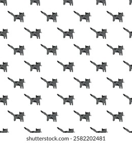 Seamless pattern with cat doodle for decorative print, wrapping paper, greeting cards, wallpaper and fabric