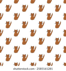Seamless pattern with cat doodle for decorative print, wrapping paper, greeting cards, wallpaper and fabric