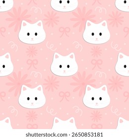 seamless pattern with cat , fabric pattern, gift wrapping paper, notebook cover, phone case 