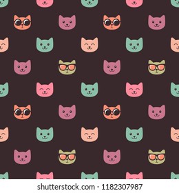 Seamless pattern with cat faces