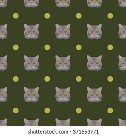 Seamless pattern with cat faces