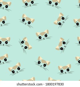 
Seamless pattern with cat faces. Vector.