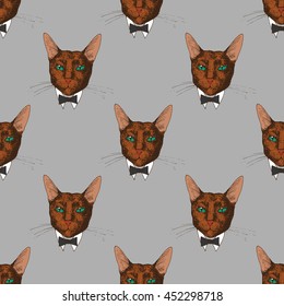 Seamless pattern with cat faces, vector illustration