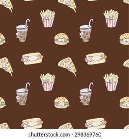 Seamless pattern of cat fast food
