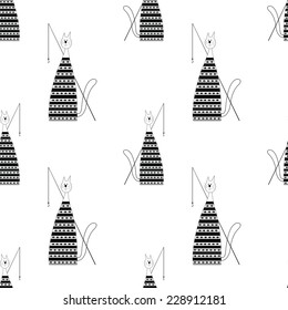 seamless pattern with cat fisherman with bucket and  fishing rod