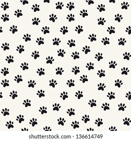 Seamless pattern of cat footprint. Stylish vector print