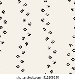 Seamless Pattern Of Cat Footprint. Stylish Vector Print.