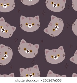seamless pattern cat head cartoon. cute animal pattern for wallpaper, background and gift wrap paper