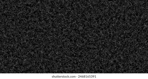 Seamless pattern with cat lint on black fabric. Texture of white animal fur on a dark background. Close-up of pet hair on clothing. Traces of rabbit or dog shedding on textiles